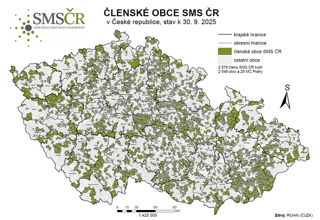 Mapa členských obcí ČR 