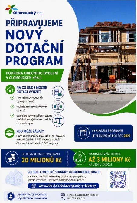 Nový dotační program Olomouckého kraje pro&nbsp;rok 2027