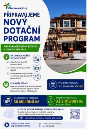 Nový dotační program Olomouckého kraje pro rok 2027